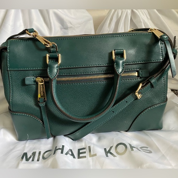 NEW Maya Pebbled Leather Satchel (in rare amazon green) - Picture 8 of 15